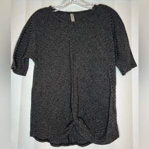 PerSeption Concept Gray Ribbed Blouse Relaxed Fit